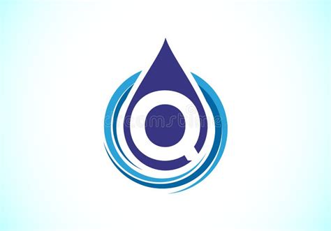 Initial Q Monogram Alphabet With Water Drop In A Spiral Waterdrop Logo