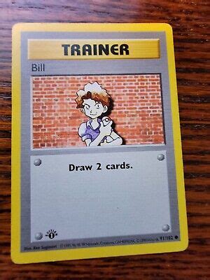 Mp Pokemon Bill Base Set St Edition Shadowless Non Holo Common Trainer