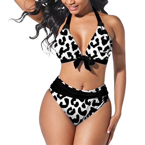 Gaqlive Women S Swimsuit Print Leg High Waist Soild Sexy Bikini Two