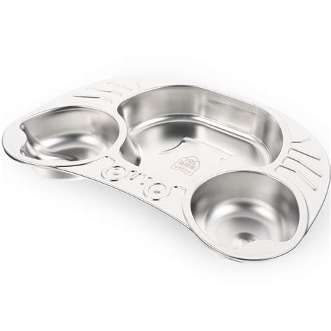 Children's Plate Sectioned Plates Stainless Steel for Kids Toddler Food Containers Baby Divided ...