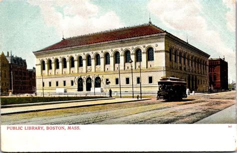 Vtg Boston Massachusetts Ma Public Library Pre 1908 Old View Postcard United States