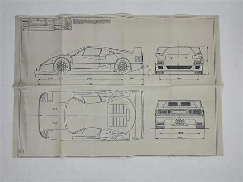 Original Ferrari F40 factory Blueprint | PCARMARKET