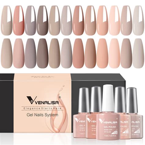 Venalisa Gel Nail Polish Set 12 Pcs 75ml Nude Gel Polish Set Light Pink All