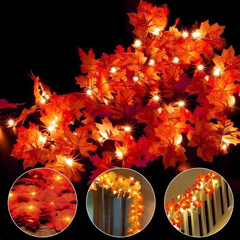 STVST Guirlande d automne 40 LED 6M Décoration Guirlandes lumineuses