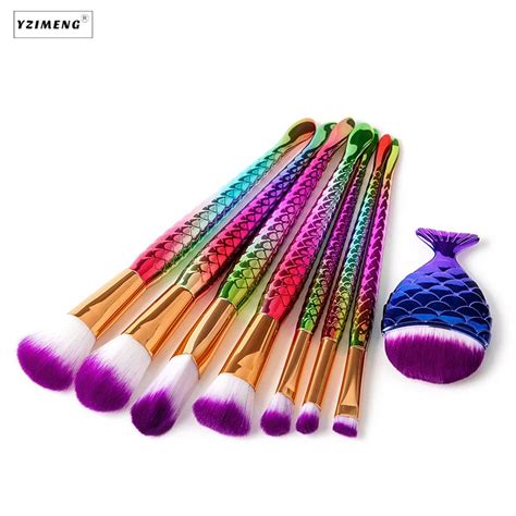 Pcs Mermaid Makeup Brushes Set Fantasy Colorful Eyebrow Eyeliner Blush