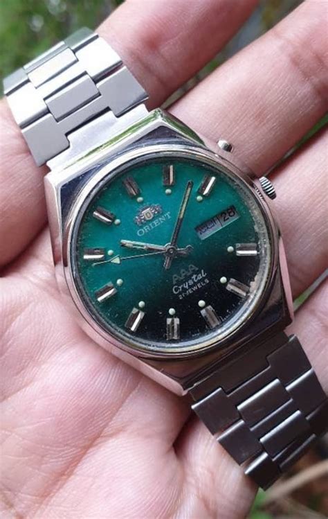 Vintage Orient Aaa Crystal Green Dial Automatic Jewels Etsy