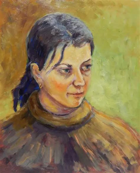 Original Oil Painting Girl Woman Female Portrait By Ukrainian Artist