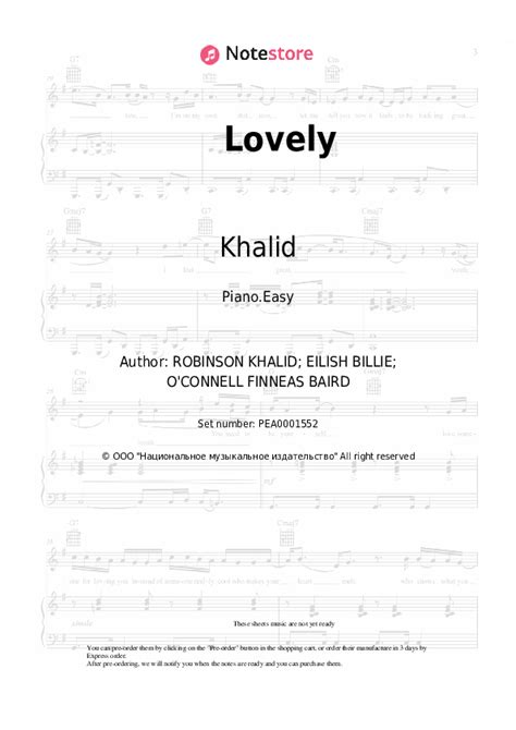 Lovely Piano Sheet Music Easy Billie Eilish Khalid In Note Store