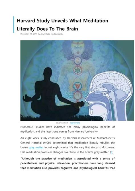 Harvard Study Unveils What Meditation Literally Does To The Brain Pdf