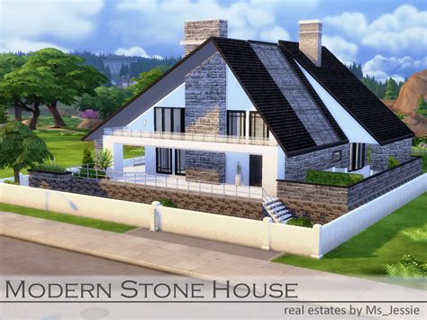 The Sims Resource Modern Stone House