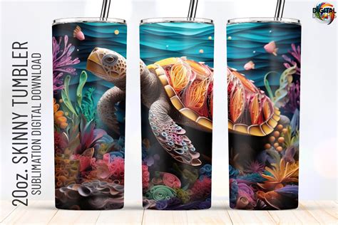 D Ocean Sea Turtle Tumbler Wrap Graphic By Digital Delights Creative