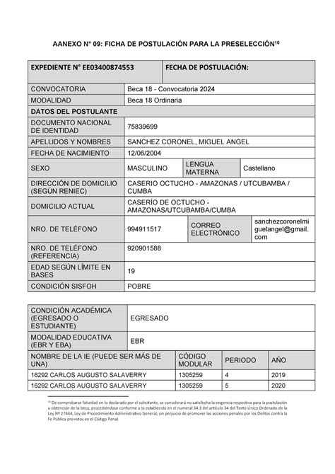 Ficha De Postulacion Compartiendo Materiales AANEXO N 09 FICHA