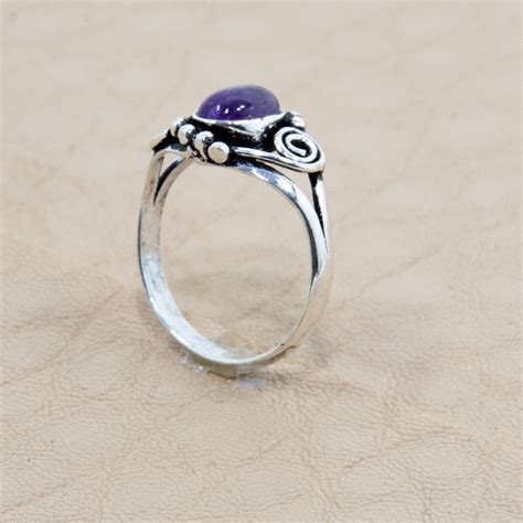 Bague Boho En Argent Pur Laiton Am Thyste Violette Pierre Pr Cieuse