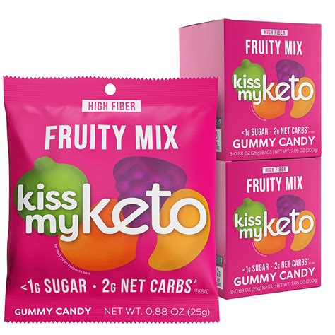 Kiss My Keto Gummies Candy Low Carb Candy Fruity Mix Keto Snack Pack Healthy