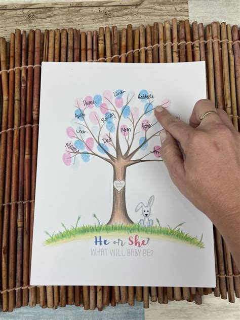 Easter Bunny Gender Reveal Party Ideas Gender Reveal Tree Fingerprint