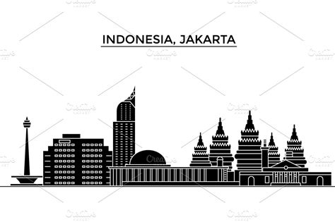 Indonesia Jakarta Architecture Vector City Skyline Travel Cityscape