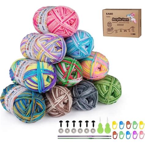 300G Fil Crochet avec Dégradé de Couleur 100 Acrylique 12 Couleurs 25G