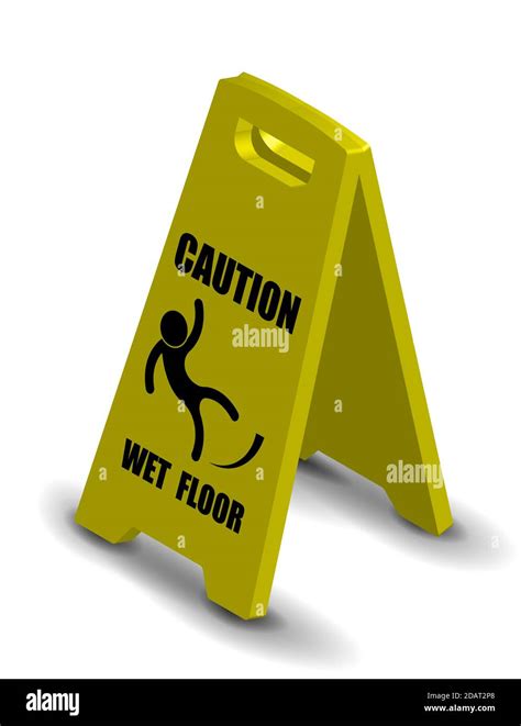 Vertical Plastic Warning Sign Slippery Floor On A Yellow Background