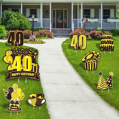 Buy Th Birthday Yard Sign Large Black Gold Th Birthday Decorations