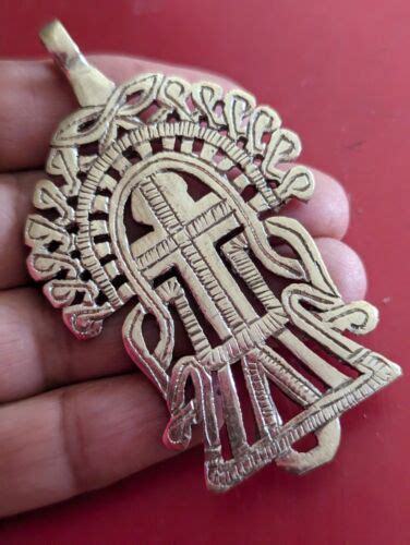 Ethiopia Orthodox Coptic Christian Silver Cross Pendant Lalibela Design