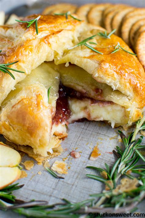 Baked Brie With Raspberry Rosemary Jam Stuck On Sweet