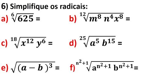 Simplificação De Radicais Exercícios BRAINCP