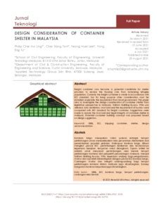 Design Consideration Of Container Shelter In Malaysia Universiti