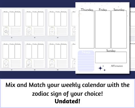 Astrology Themed Printable Planner Template, Annual Manifestation ...