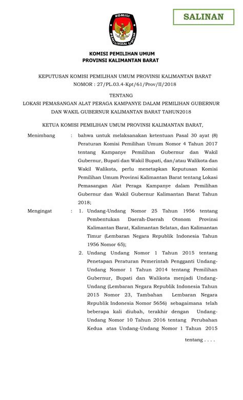 Pdf Komisi Pemilihan Umum Provinsi Kalimantan Barat Sk Lokasi