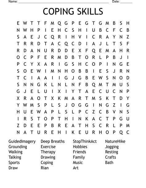 Coping Skills Word Search Wordmint