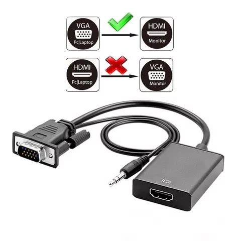 Adaptador Convertidor De Vga Macho A Hdmi Hembra Con Audio