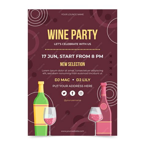 Premium Vector Flat Design Wine Party Poster