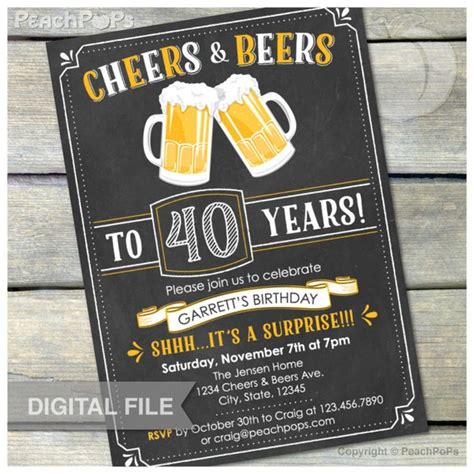 Chalkboard Wood Cheers And Beers To 30 Years Men 40th Birthday 40th