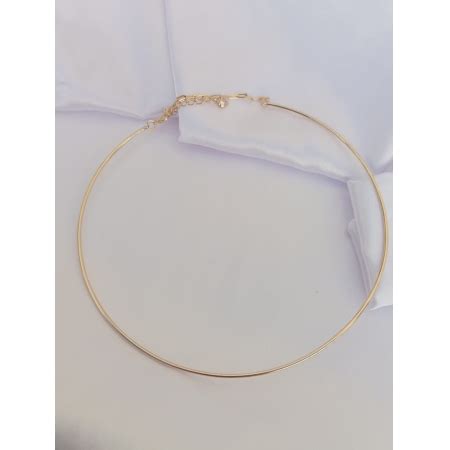 Gargantilha Choker R Gida Aro Liso Em Banho De Ouro Grasiely Joias E