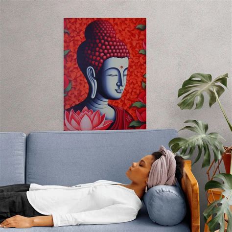 Zen and the Art of Mindfulness - Red Zen Buddha Wall Art – Zenartbliss