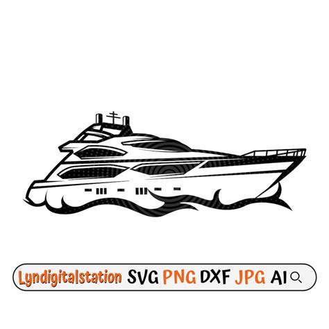 Yacht Svg Speed Boat Clipart Luxury Yachts Cut File Recreational