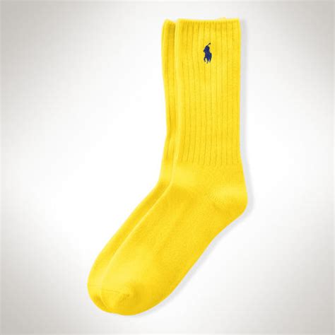 Polo Ralph Lauren Cotton Blend Crew Socks In Yellow For Men Lyst