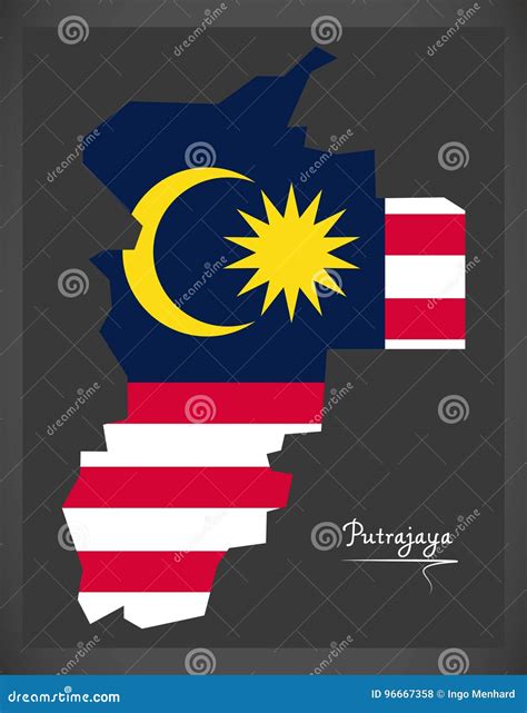 Putrajaya Malaysia Map With Malaysian National Flag Illustration | CartoonDealer.com #96667358