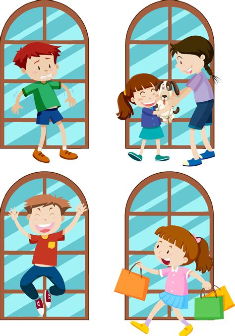 Set of simple kids cartoon characters 7145104 Vector Art at Vecteezy