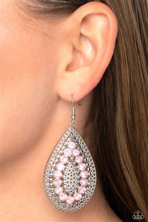 Spirited Socialite Pink Earrings Paparazzi Accessories Bedazzle