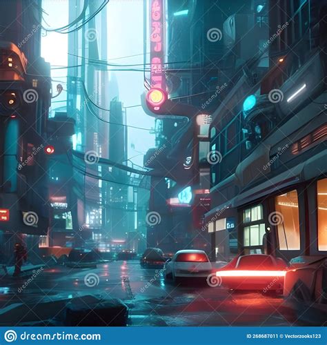 Ciberpunk Hermosa Ciudad Futurista Altamente Detallada E Hiperrealista