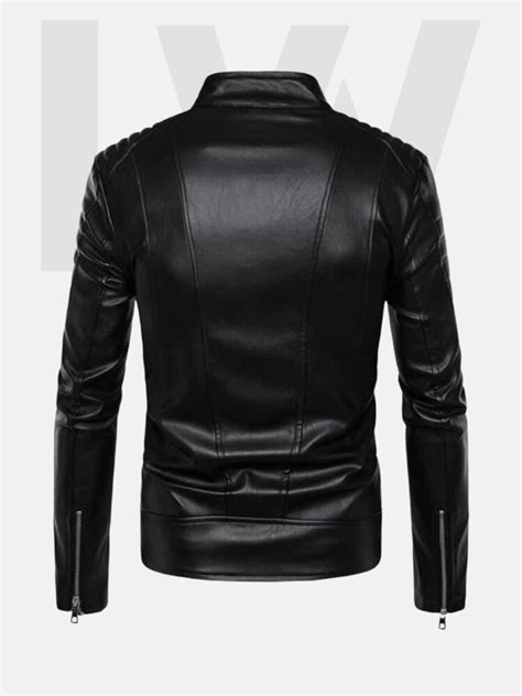 Emperor Black Quilted Leather Biker Jacket Men Leathwear