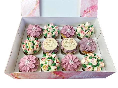 Floral Birthday Cupcakes Dublin (x12) - Eve's Cakes