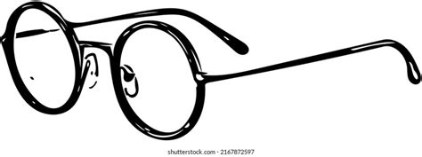 Round Glasses Circular Eyeglasses Silhouette Vector Stock Vector ...