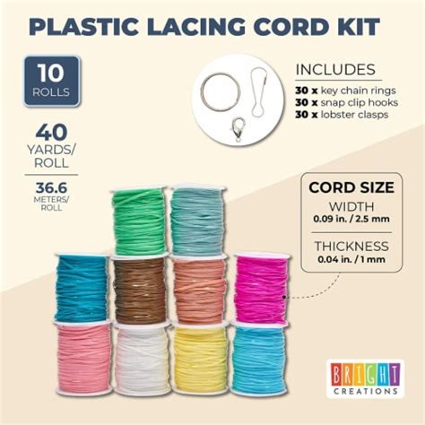 Plastic Lacing Cord Kit With Key Chain Rings Hooks Clasps 40 Yd 100 Pcs Pack Kroger