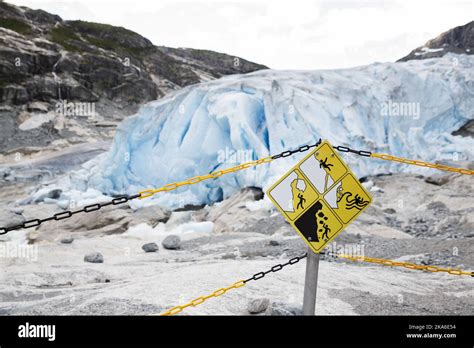 Luster Norway A Warning Sign Near Nigardsbreen Nigard