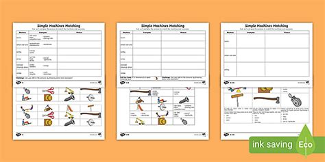 Simple Machines Matching Worksheets Teacher Made Twinkl