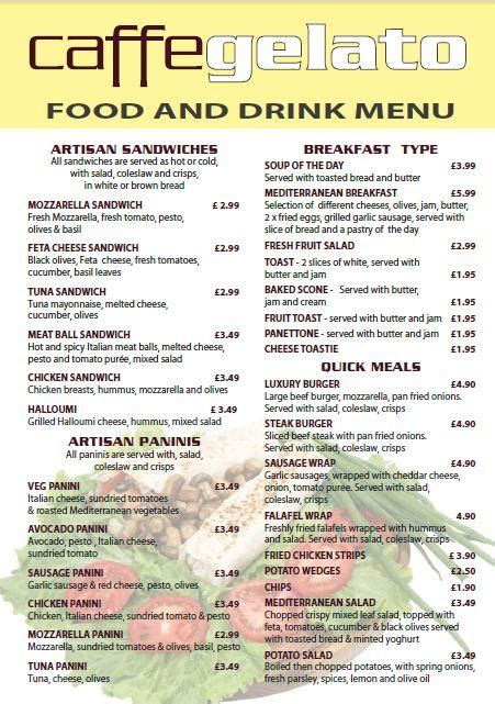 Menu At Newland Caffe Gelato Restaurant Hull Newland Caffe Gelato