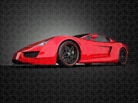 Red Sport Car On Black Studio Background Jigsaw Puzzle By Firstsignal