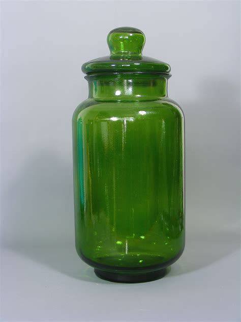 Extra Large Vintage Green Glass Apothecary Jar Apothecary Etsy Blue